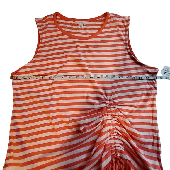 Time & Tru Womens Sleeveless Orange & White Striped Tank Top Size Large (12-14) - Picture 4 of 8
